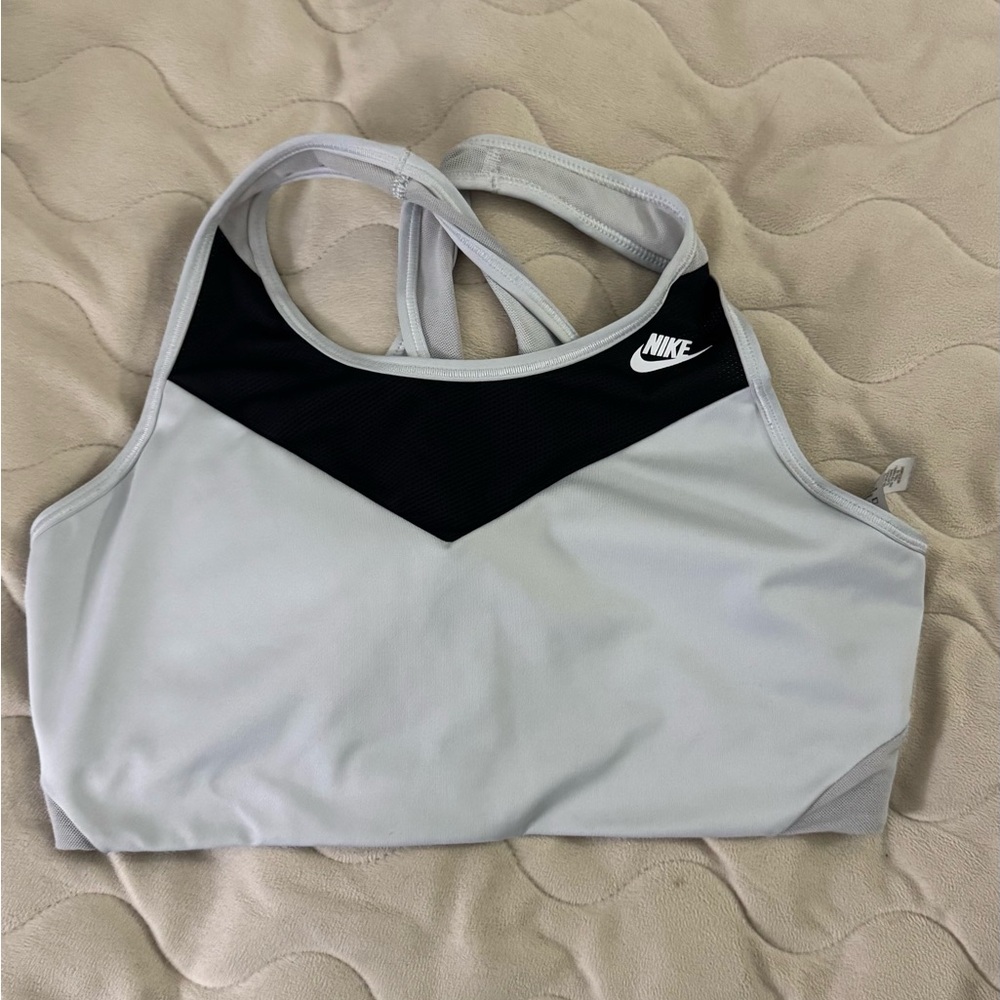 Nike Women's Black and Light Gray Sports Bra